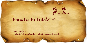 Hanula Kristóf névjegykártya